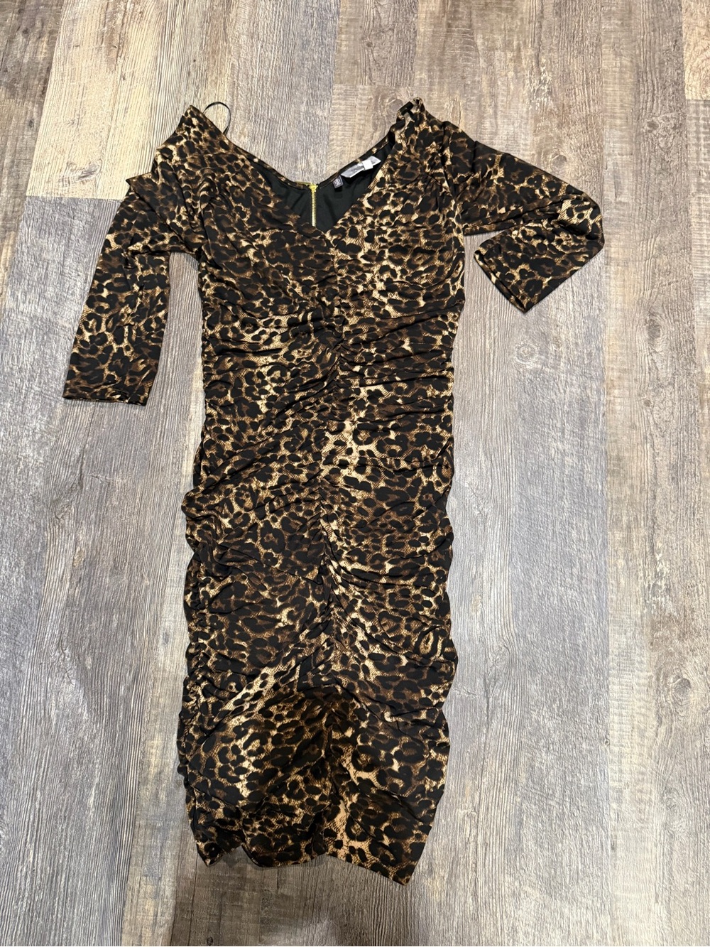 Jennifer Lopez Leopard Print Midi Dress - Brown/Black